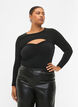 Cut-out bluse med lange ermer, Black, Model image number 0