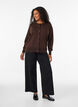 Finstrikket cardigan med rund hals, Brun, Model image number 1