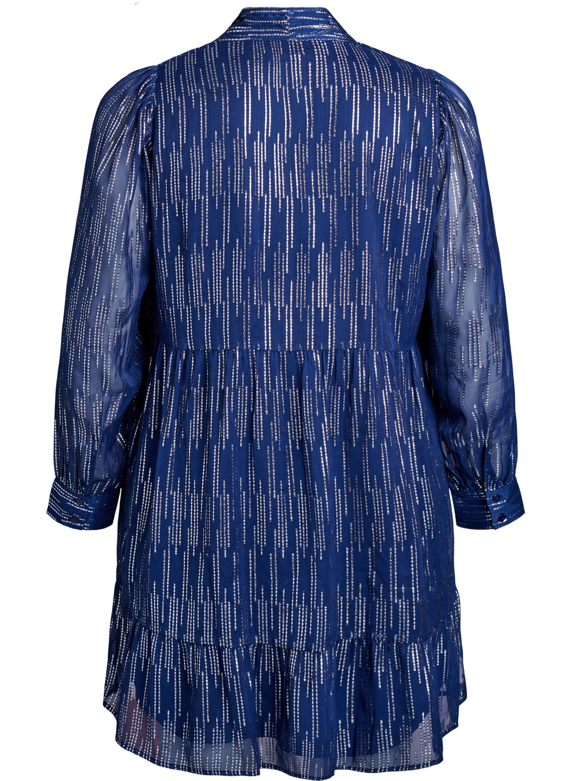 Zizzi Kort festkjole med glitterm&oslash;nster, Bl&aring;, Packshot image number 1