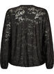 Gjennomsiktig bluse med blomstertekstur og lange ermer, Svart, Packshot image number 1