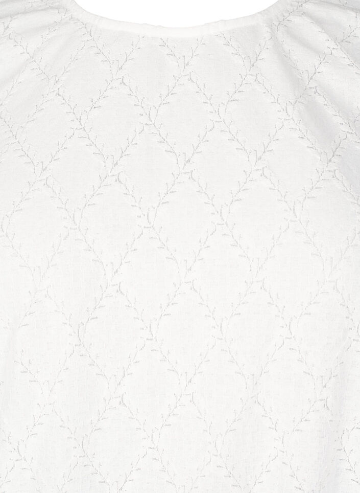Kortermet bluse med strukturert mønster, Bright White, Packshot image number 2