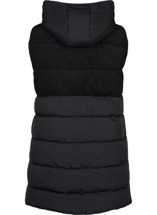Lang vest med hette og glidelås, Black, Packshot image number 1