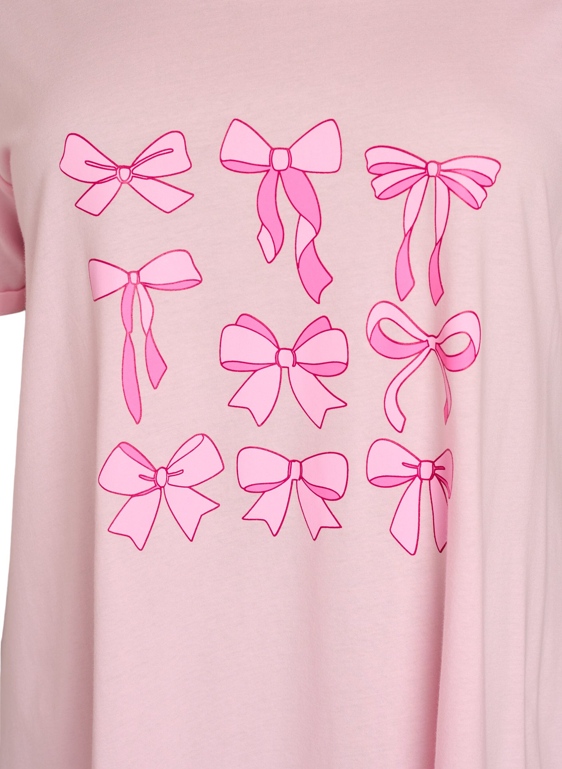 Zizzi Kortermet nattkjole i &oslash;kologisk bomull, Rosa, Packshot image number 2