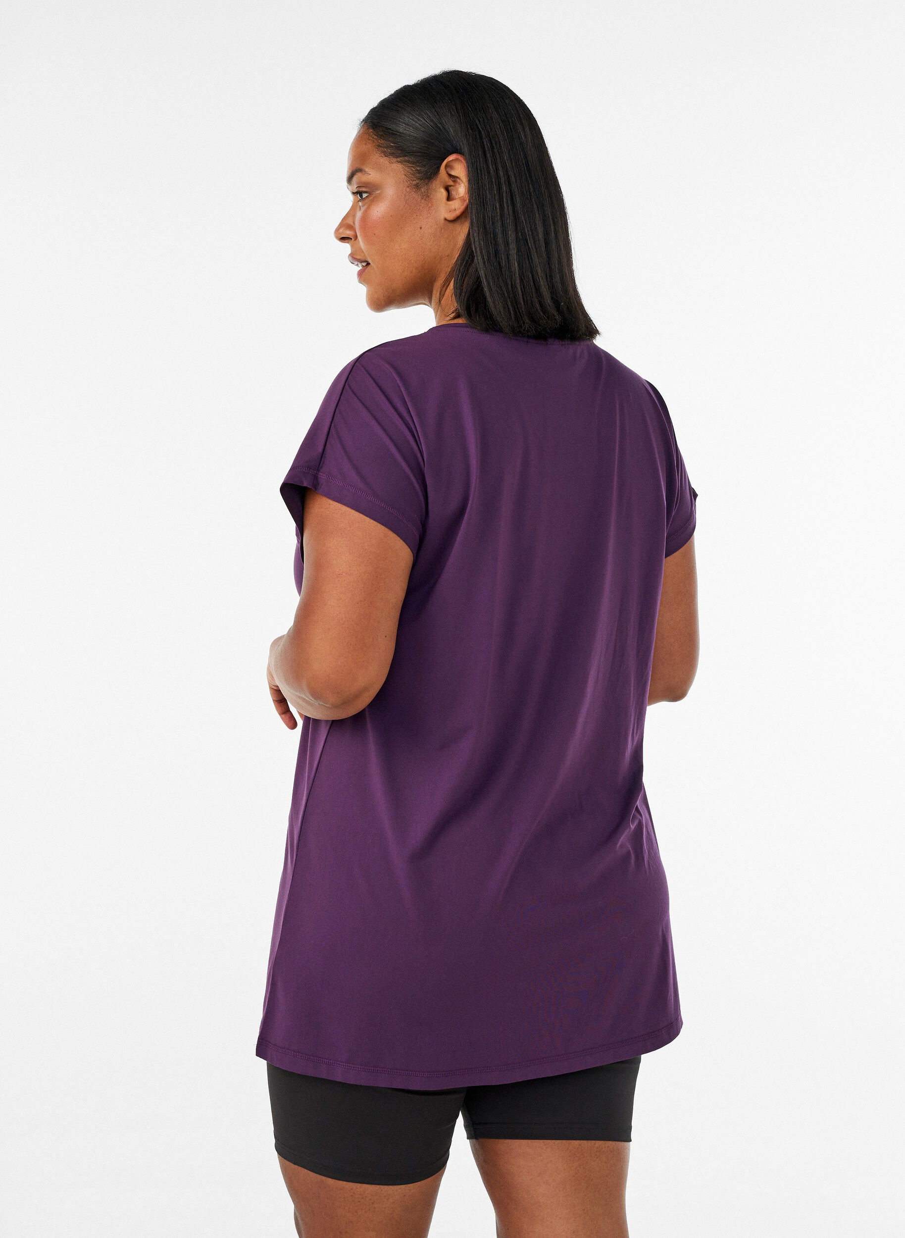 ZizziLang trengings T-skjorte, Lilla, Model image number 2