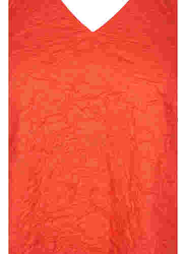 Strukturert kjole med korte puffermer, Mandarin Red, Packshot image number 2