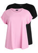 2-pakning kortermede T-skjorter, Rosa, Packshot image number 0