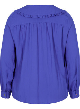 Viskoseskjorte med bred krage, Dazzling Blue, Packshot image number 1