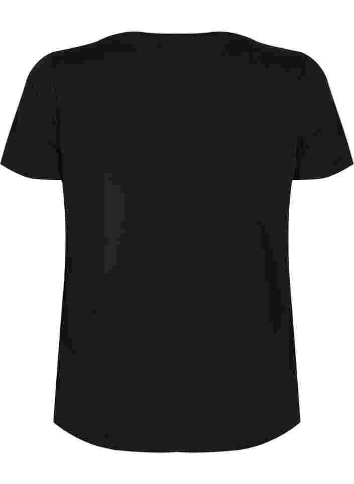 T-skjorte til trening med trykk, Black w. White, Packshot image number 1