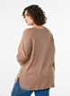 Strikkebluse med rund hals og strikket m&oslash;nster, Brun, Model image number 2