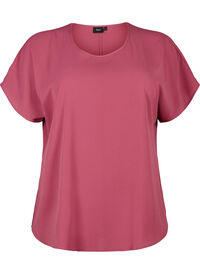 Bluse med korte ermer og rund hals