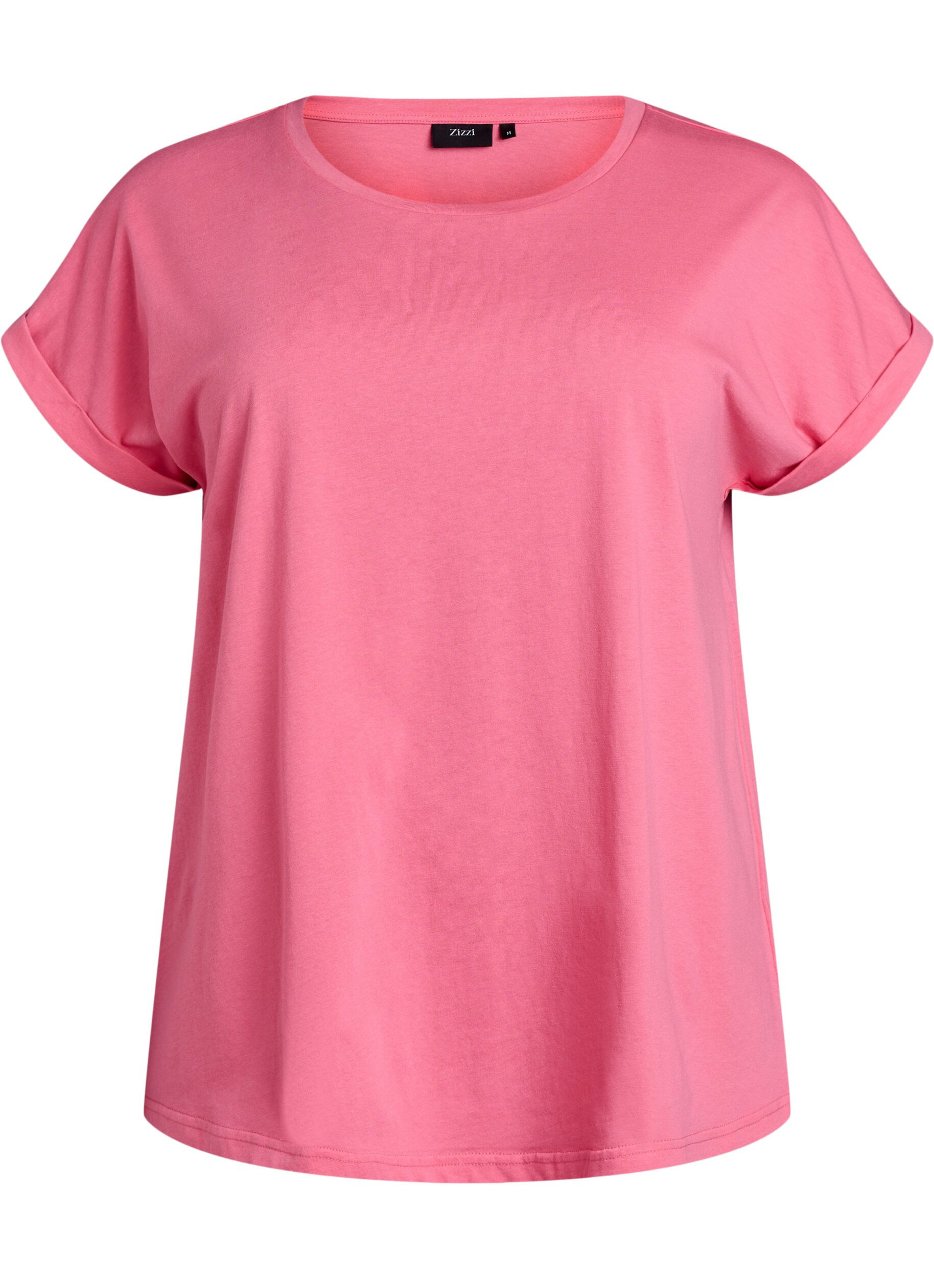 ZizziKortermet T-skjorte i bomullsblanding, Rosa, Packshot image number 0