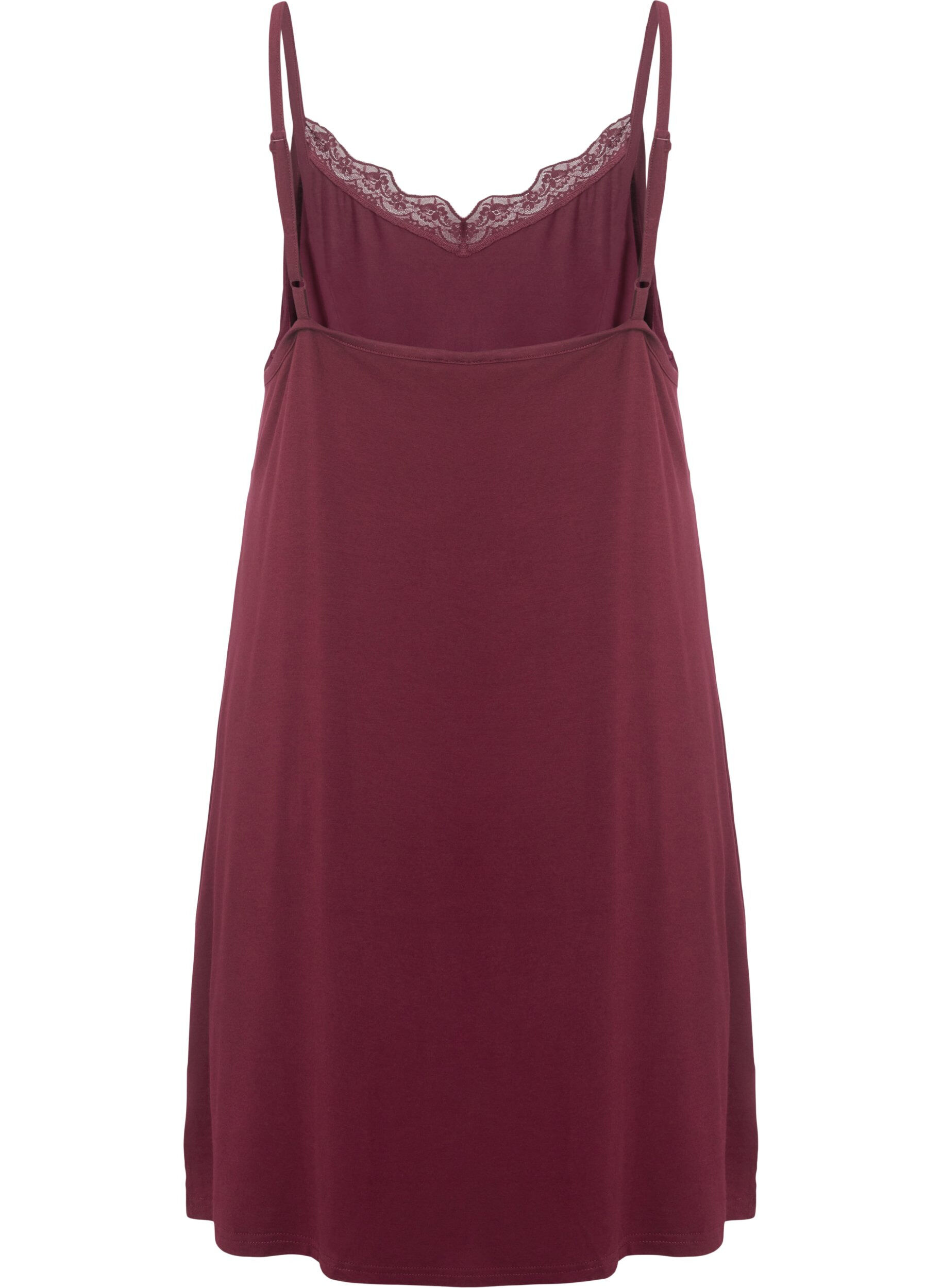 Zizzi Nattkjole i viskose med blondekant, R&oslash;d, Packshot image number 1