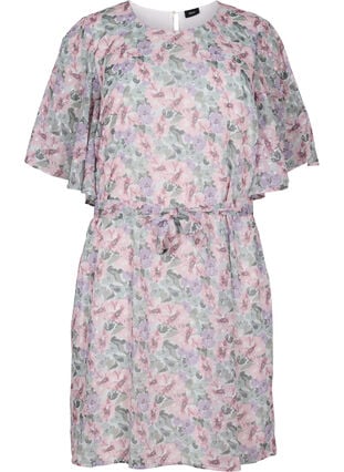 Blomstrete kjole med knyting, Flower AOP, Packshot image number 0