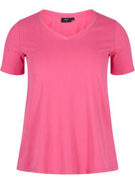 Basis T-skjorte med V-hals, Fandango Pink