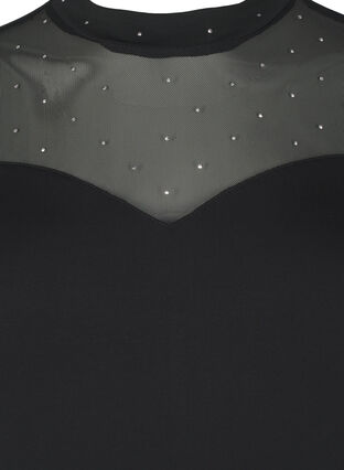 Zizzi Bodystocking med nagler og lange ermer i mesh, Black, Packshot image number 2