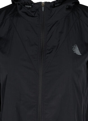 Treningsjakke med hette og glidelås, Black, Packshot image number 2