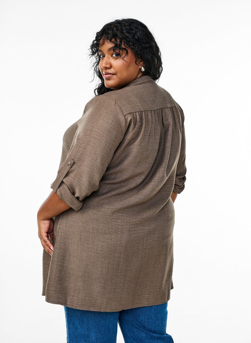 Tunika med rund hals, Brun, Model image number 2