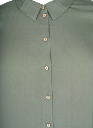 Lang ensfarget skjorte i viskose, Thyme, Packshot image number 2