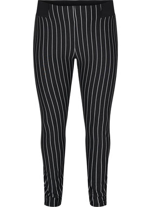 Stripete leggings med strikk i livet, Dark Grey Stripe, Packshot image number 0
