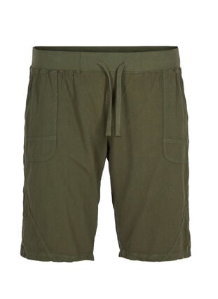 Løse shorts med lommer i bomull, Ivy Green, Packshot image number 0