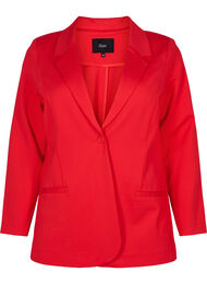 Enkel blazer med knapp og pyntelommer, Flame Scarlet