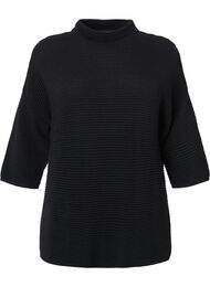 Strukturstrikket genser med høy hals, Black