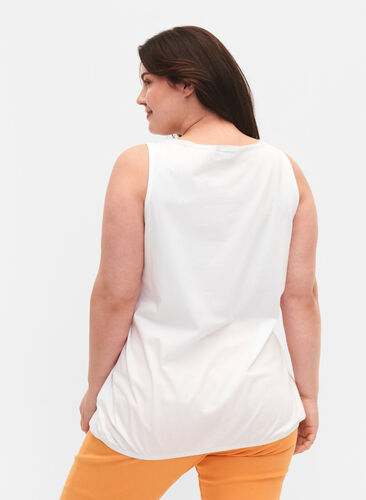 Bomullstopp med rund hals og blondekant, Bright White, Model image number 1