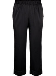 Pyjamasbukse i sateng med elastisk linning, Black