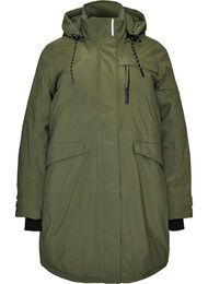 Vannavst&oslash;tende parkas med hette og funksjonelle detaljer, Gr&oslash;nn