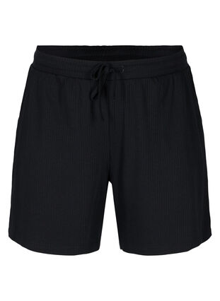 Shorts i et ribbet materiale med lommer, Black, Packshot image number 0