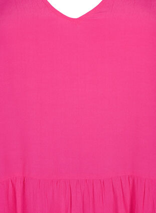 Ensfarget tunika i viskose med korte ermer, Beetroot Purple, Packshot image number 2