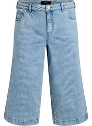 Pinstripete jeans med vide ben i culotte-stil, Bl&aring;
