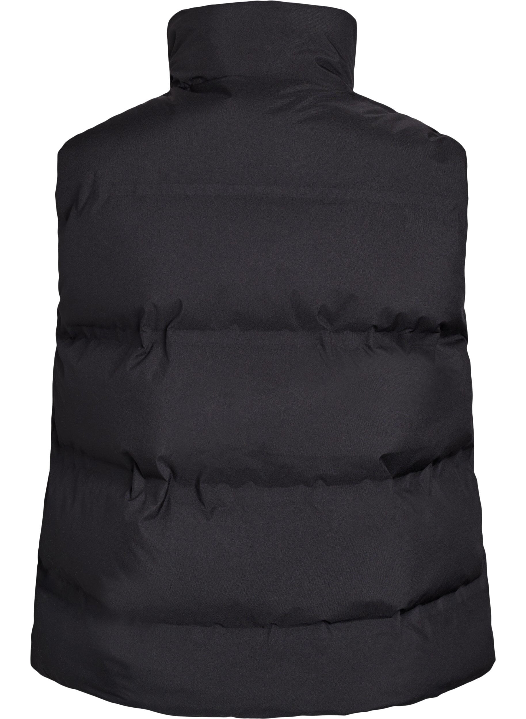 ZizziKort puffvest med h&oslash;y krage, Svart, Packshot image number 1