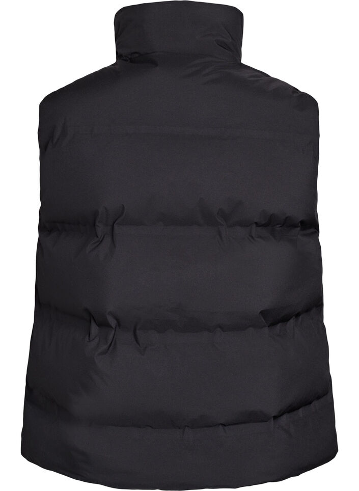 Kort puffvest med h&oslash;y krage, Svart, Packshot image number 1