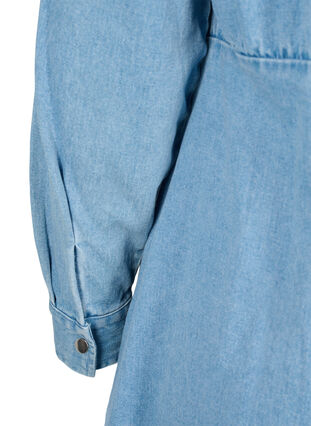 Denimkjole med knapper og lange ermer, Light blue denim, Packshot image number 3