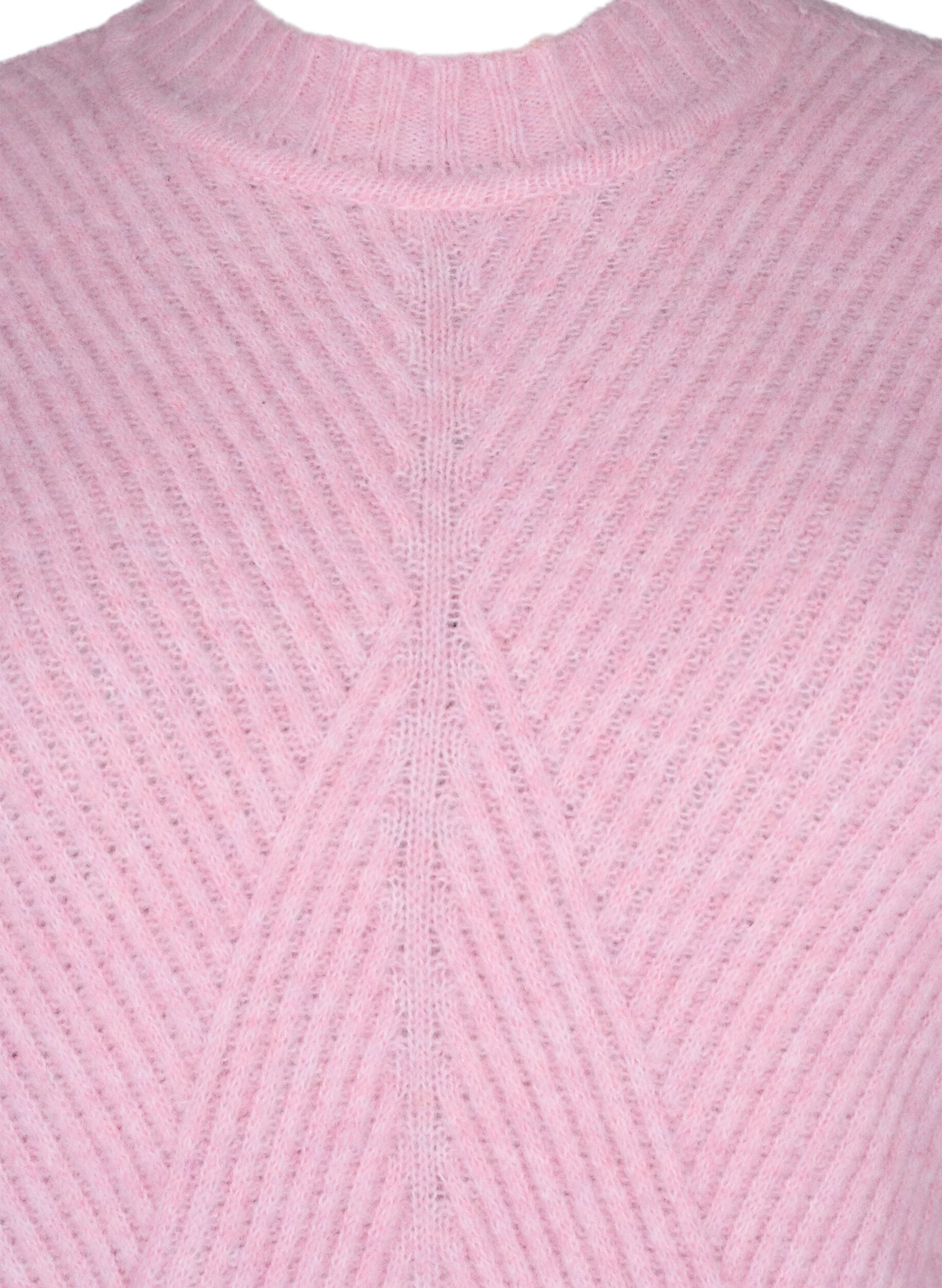 Zizzi Genser med stripem&oslash;nster og lange ermer, Corsage Mel., Packshot image number 2