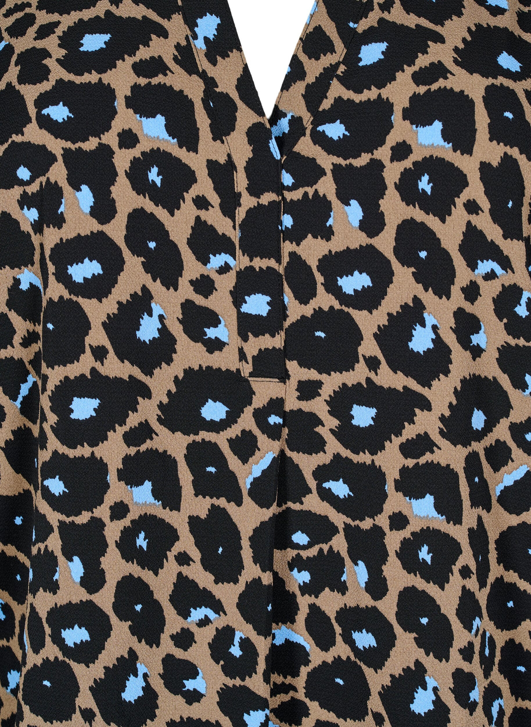 Zizzi Kortermet bluse med V-hals, Brun, Packshot image number 2