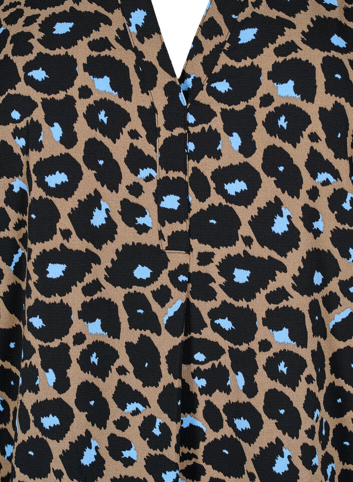 Kortermet bluse med V-hals, Brun, Packshot image number 2