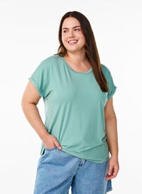 Loose t-skjorte med rund hals, Blå Loose t-skjorte med rund hals, Blå, Model