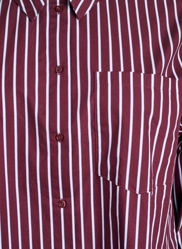 Loose fit skjorte med striper og en brystlomme, Mørk Bordeaux, Packshot image number 2