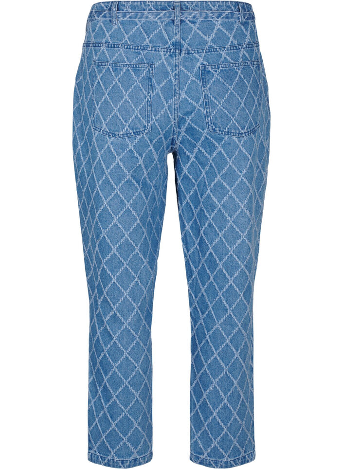 Cropped Mille jeans med destroy-mønster, Blue Denim, Packshot image number 1