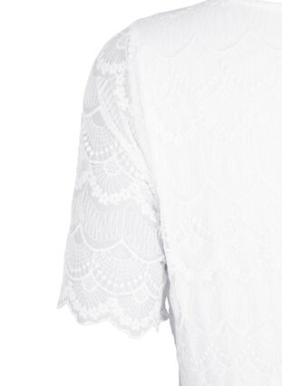 Festkjole med blonder og empiremidje, Bright White, Packshot image number 3
