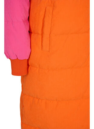 Lang vinterjakke med colorblock, Pink W/Orange, Packshot image number 3