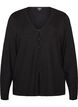 Finstrikket cardigan med stoffdekte knapper, Svart, Packshot image number 0