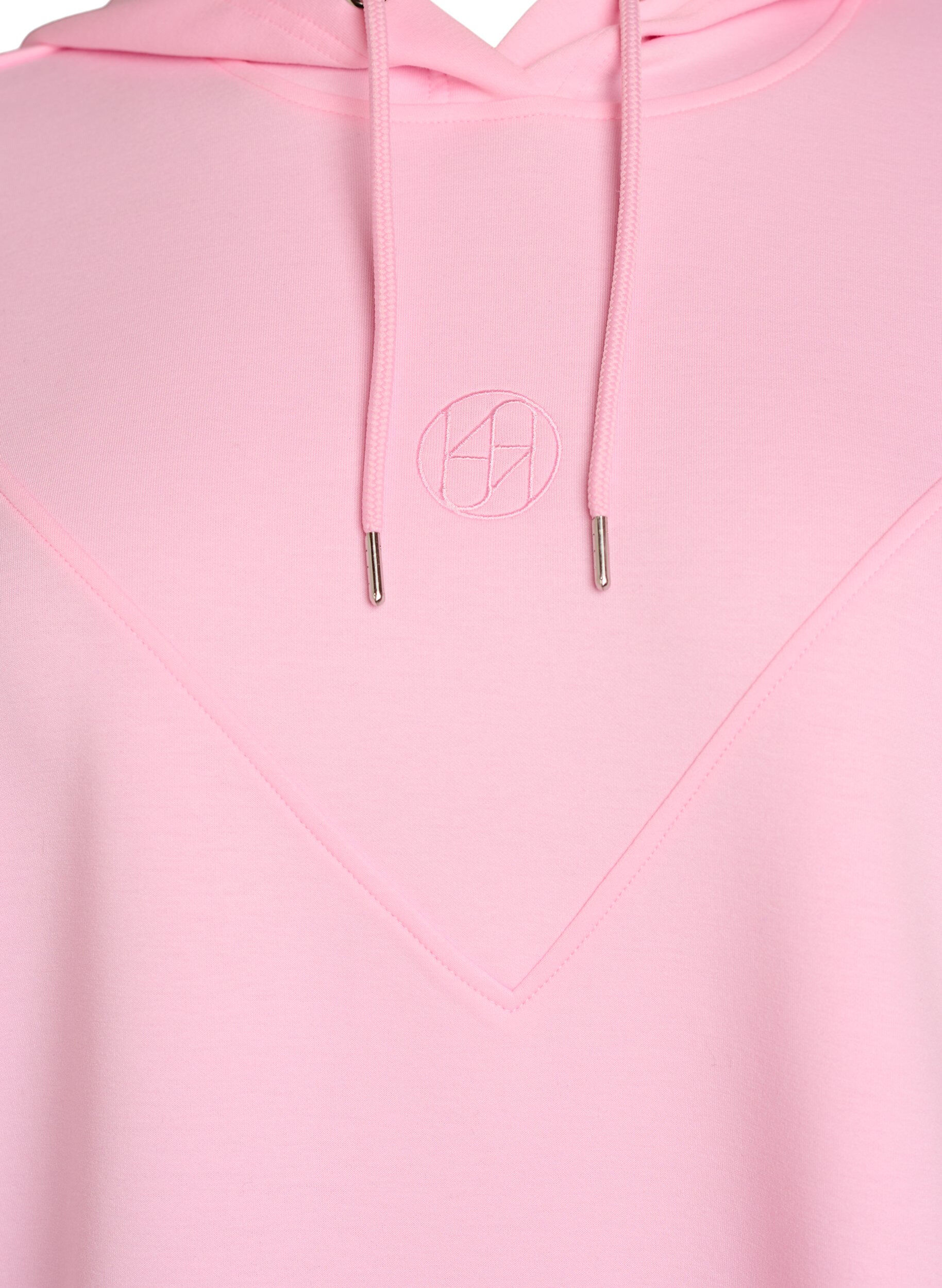 ZizziSporty hettegenser i scuba-materiale med dekorative s&oslash;mmer, Rosa, Packshot image number 2