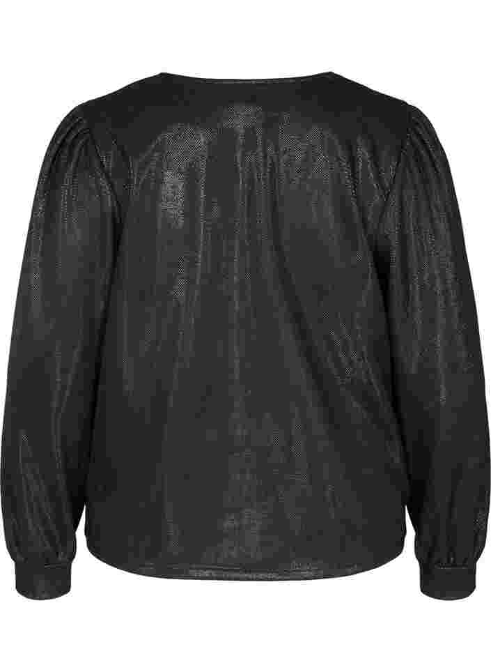 Kort jakke med glitter og glidelås, Black, Packshot image number 1