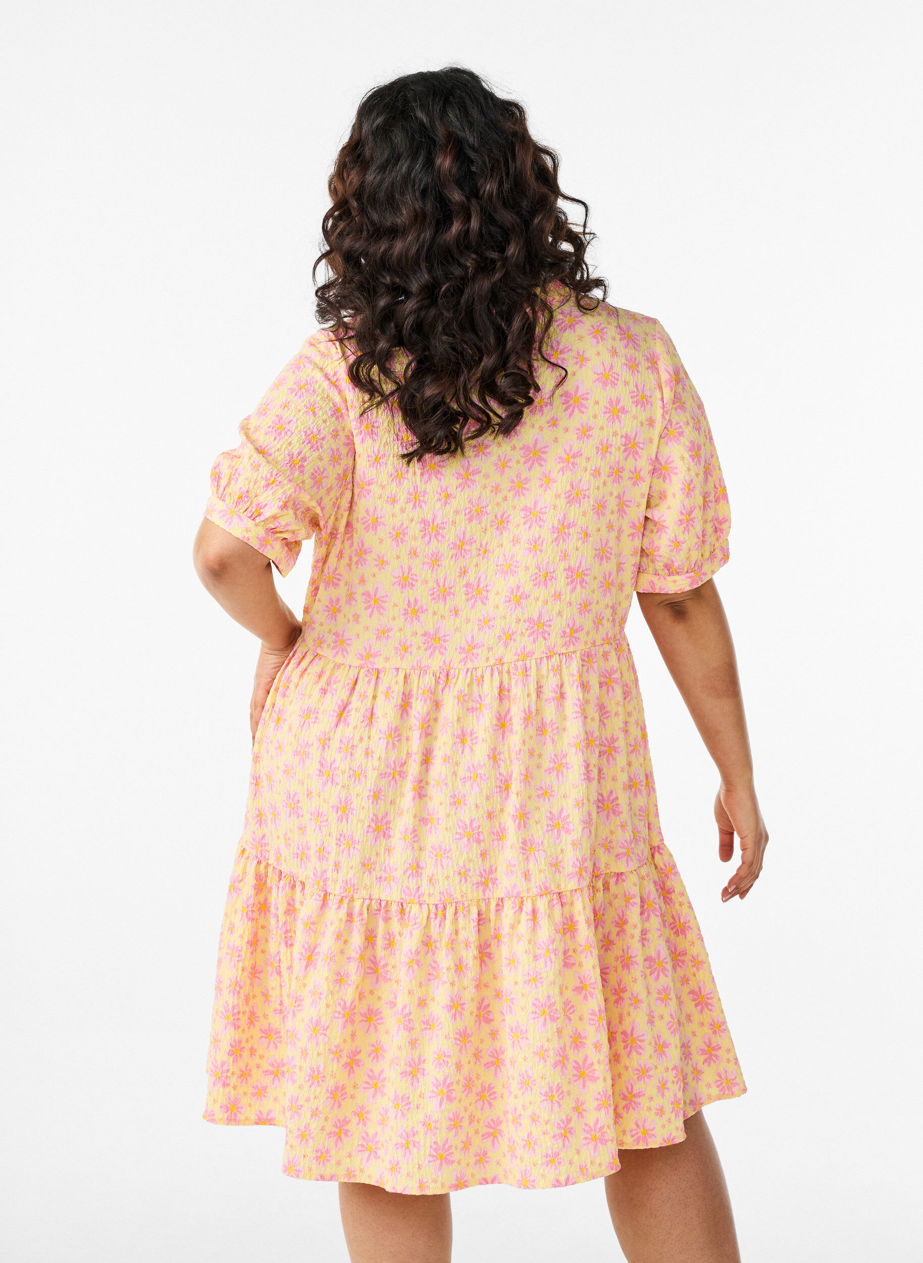 ZizziKort A-linje kjole, Gul, Model image number 2