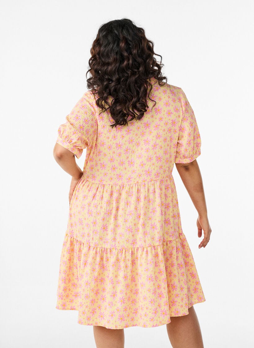 Kort A-linje kjole, Gul, Model image number 2