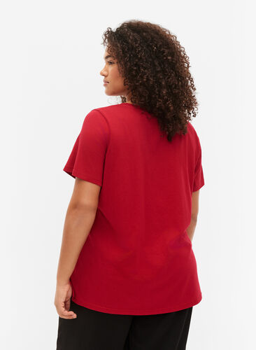 T-skjorte i bomull med trykk foran, Tango Red LOS , Model image number 1