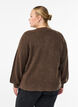 Cardigan i myk strikk med gullfargede knapper, Brun, Model image number 2